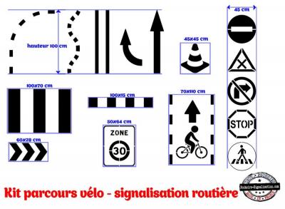 Marquage cour d ecole parcours velo circuit pochoirs signalisation