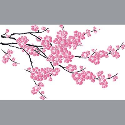 pochoir branche de cerisier fleurie