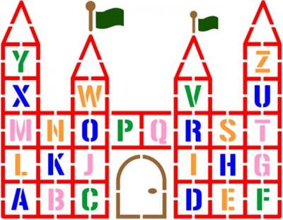 Pochoir  jeu du chateau alphabet pour écoles