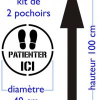 Kit pochoir fleche patienter ici covid 19 prevention santaire