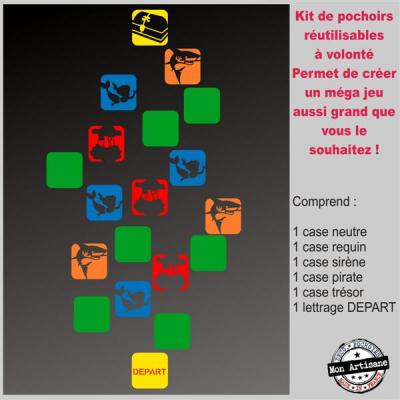 Marq18322 jeu cour ecole recreation pirate requin en pochoir medium