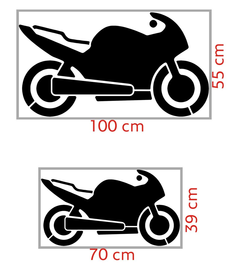 Marq8104 pochoir moto parking signalisation sol cotes