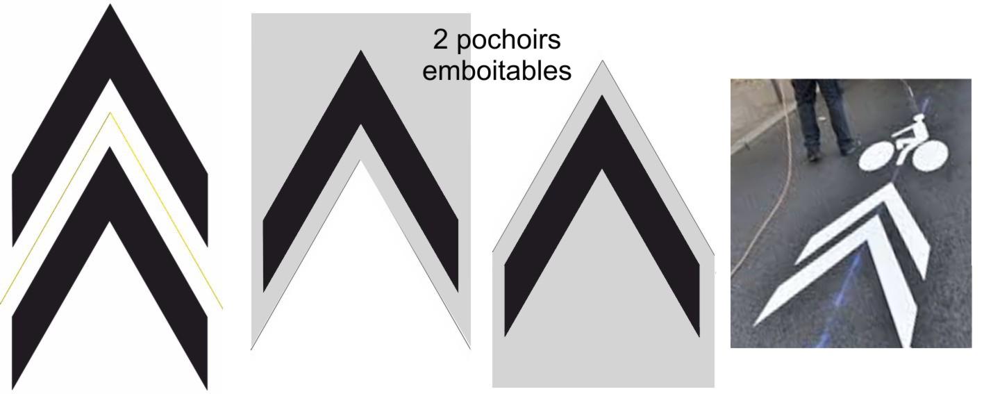 Marq875 chevrons marquage au sol routier piste cyclable