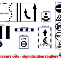 Marquage cour d ecole parcours velo circuit pochoirs signalisation