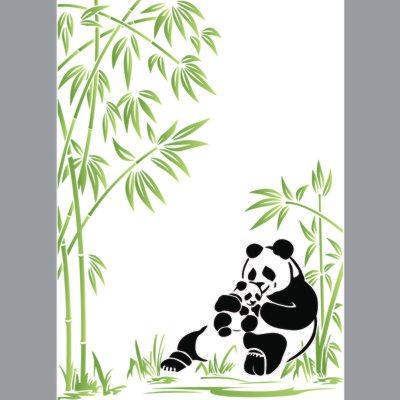 pochoir panda, bambou