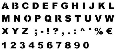 Pochoir alphabet arial black maj chiffres