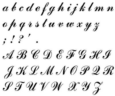 Pochoir alphabet Comm Script