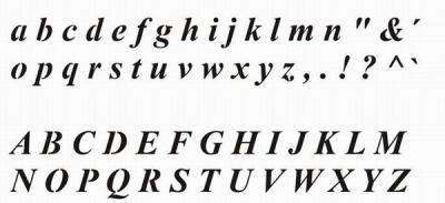 Pochoir alphabet Times New Roman italique
